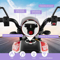 12V Aprilia Moto Cavalcabile per Bambini, Motocicletta Elettrica con Ruote Ausiliarie e Musica Wireless, Sospensione a Molla, Moto Elettrica alla Moda per Bambini 3-8 Anni (Bianco)
