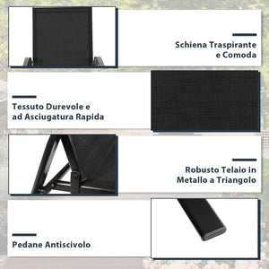 Set di 2 Sedie da Giardino, Sedie da Giardino per Patio in Textilene, con Braccioli Curvi, Telaio in Metallo, Sedia da Bistrot Portata 200 kg, Per Giardino Patio, 56 x 72 x 90 cm (Nero)