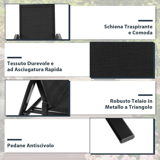 Set di 2 Sedie da Giardino, Sedie da Giardino per Patio in Textilene, con Braccioli Curvi, Telaio in Metallo, Sedia da Bistrot Portata 200 kg, Per Giardino Patio, 56 x 72 x 90 cm (Nero)