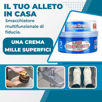 Pasta Pulente Multiuso 400g, con Spugna + Panno Magico Microfibra, Anticalcare Doccia, Azione Antigoccia, Brilla Acciaio, Vetri e Superfici, Detergente Universale Biodegradabile.