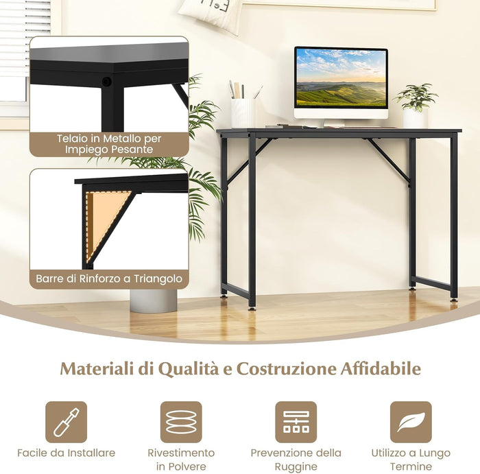 Scrivania per Computer 100 x 50 x 77 cm, Scrivania Moderna e Salvaspazio in Metallo Resistente con Piedini Regolabili, Scrivania Versatile per Casa e Ufficio (Nero)