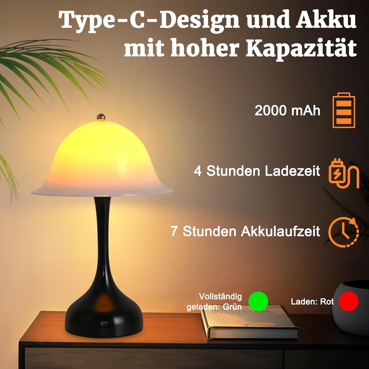 ZMH Lampada da tavolo LED nera moderna dimmerabile per camera letto soggiorno ufficio