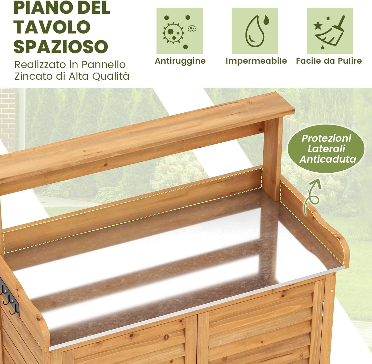 Armadio da Esterno in Legno, Casetta da Esterno con Ante, Ripiani e Serrature, Armadietto Versatile da Giardino, Balcone e Cortile (87 x 45 x 120 cm)