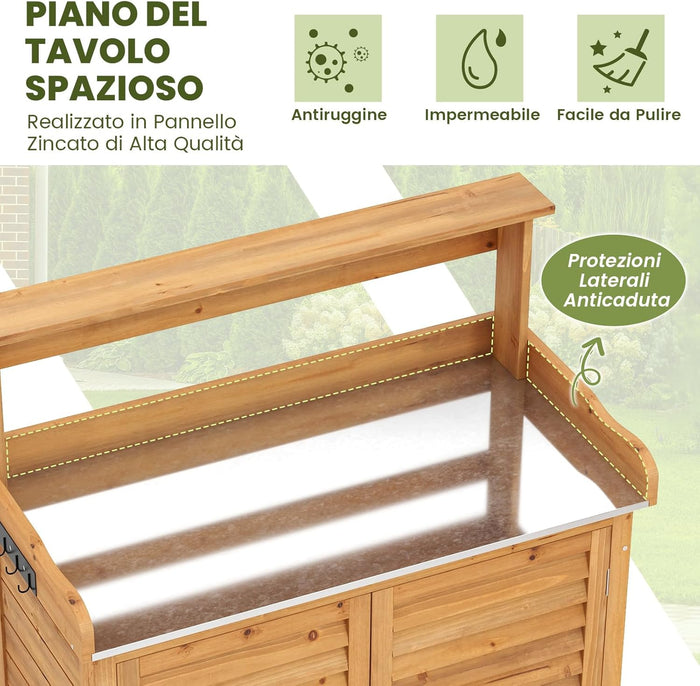 Armadio da Esterno in Legno, Casetta da Esterno con Ante, Ripiani e Serrature, Armadietto Versatile da Giardino, Balcone e Cortile (87 x 45 x 120 cm)