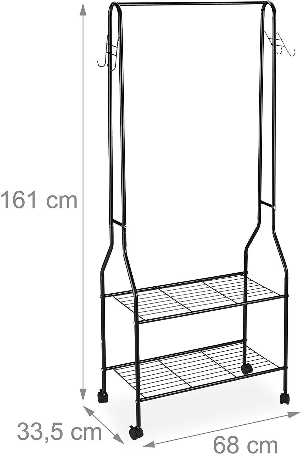 Armadio guardaroba su ruote con ripiani neri 13_0001956