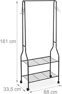 Armadio guardaroba su ruote con ripiani neri 13_0001956