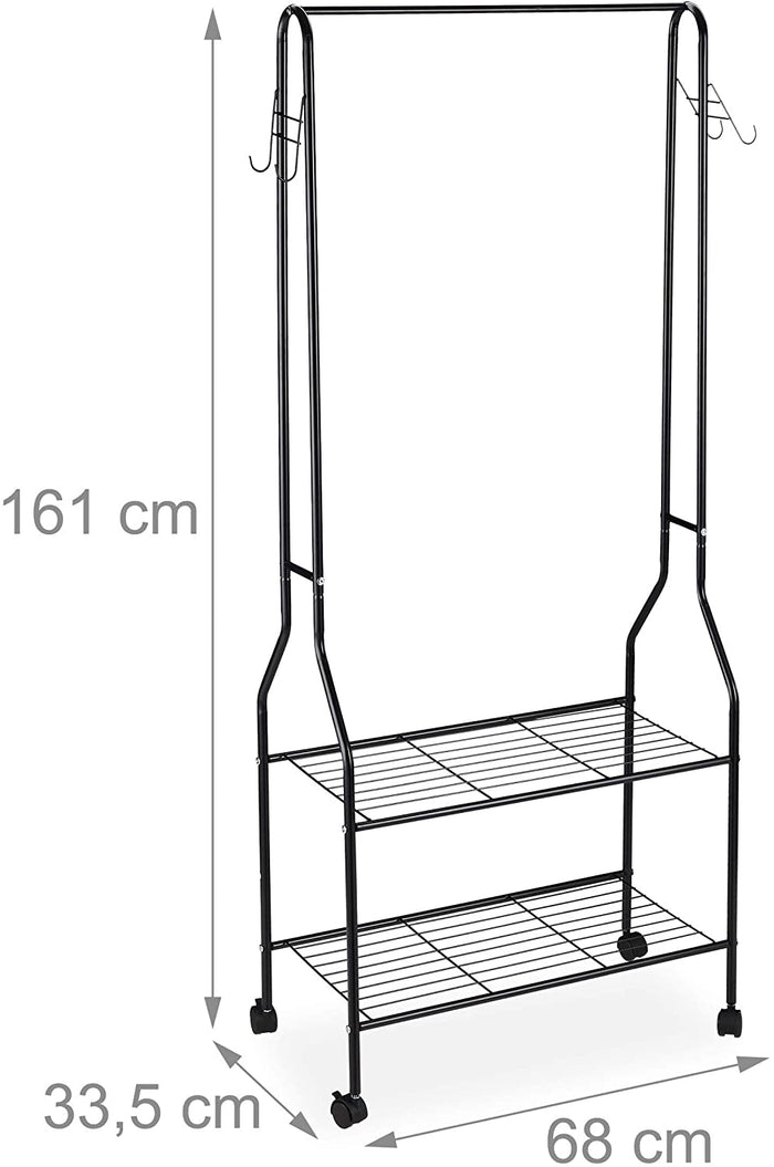 Armadio guardaroba su ruote con ripiani neri 13_0001956