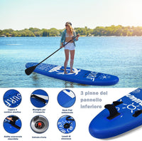 SUP Stand Up Paddle Board Tavola da SUP Gonfiabile con Borsa e Pinne