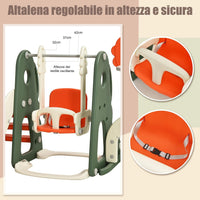 6 in 1 Parco Giochi per Bambini, con Altalena Scivolo Canestro da Basket Golf, Parco Giochi per Bambini da Esterno ed Interno, 172x182x108-120cm, 18 Mesi+ (Arancione)