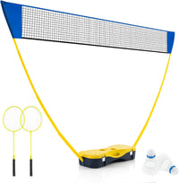 Set di Badminton con Rete, Racchette, 2 Volani e Scatola di Conservazione, Set di Badminton Portatile per 2 Giocatori da Esterno per Bambini, Ragazzi e Adulti