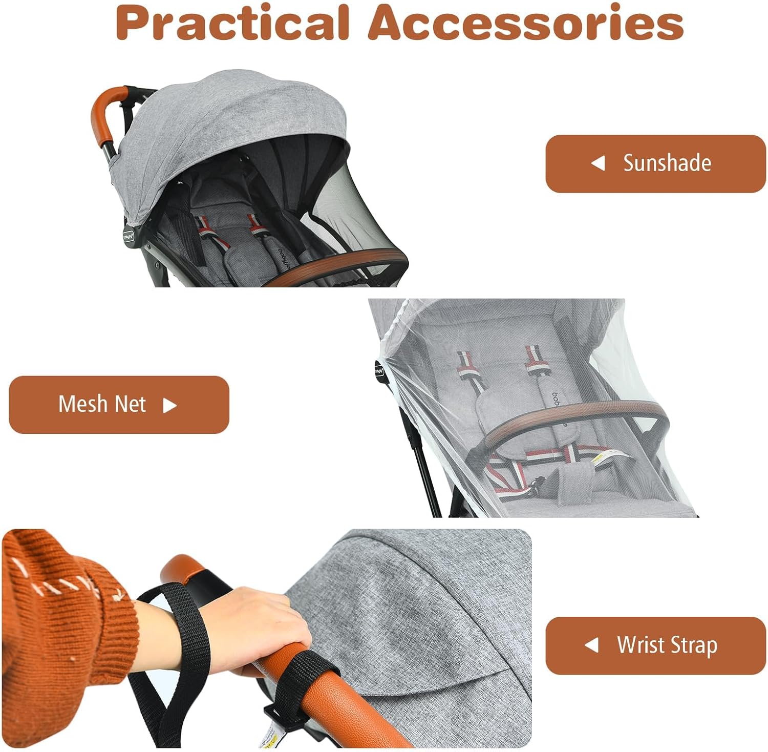 Passeggino Ultraleggero per Bambini 0-36 Mesi, Passeggino Compatto a Ombrello, per Viaggio, Aereo, Pieghevole, Regolabile, con Cintura di Sicurezza, Ruote, Freno, Parasole, Cesto, Grigio