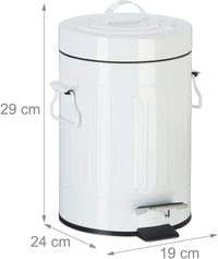 Pattumiera vintage a pedale per cucina o bagno in metallo 3 litri bianco 13_0002319