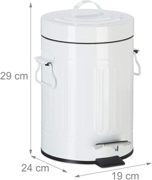 Pattumiera vintage a pedale per cucina o bagno in metallo 3 litri bianco 13_0002319