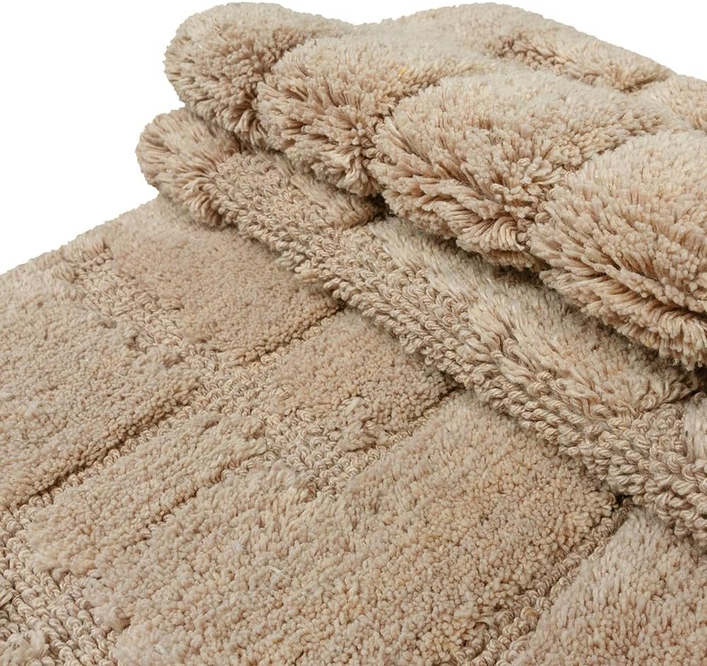 Tappeto Bagno Puro Cotone Morbido 3D Camera Sendiletto Elegante Lavabile Beige 55x90 cm