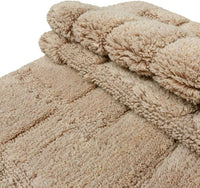 Tappeto Bagno Puro Cotone Morbido 3D Camera Sendiletto Elegante Lavabile Beige 55x120 cm