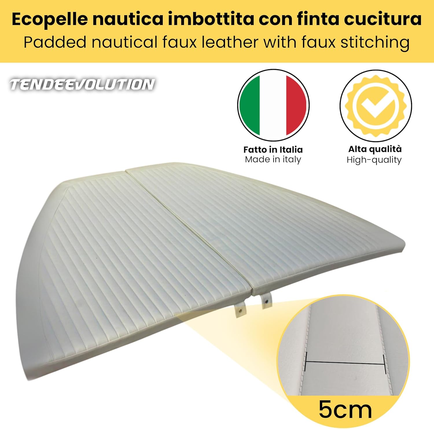 Finta Pelle Trapuntata Bianca - Resistente, Ideale per Nautica Interno e Esterno - Vendita al Mezzo Metro