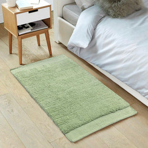 Tappeto Scendiletto Camera Doccia Bagno 60x120 Cm Morbido Puro Cotone Assorbente Antiscivolo Verde