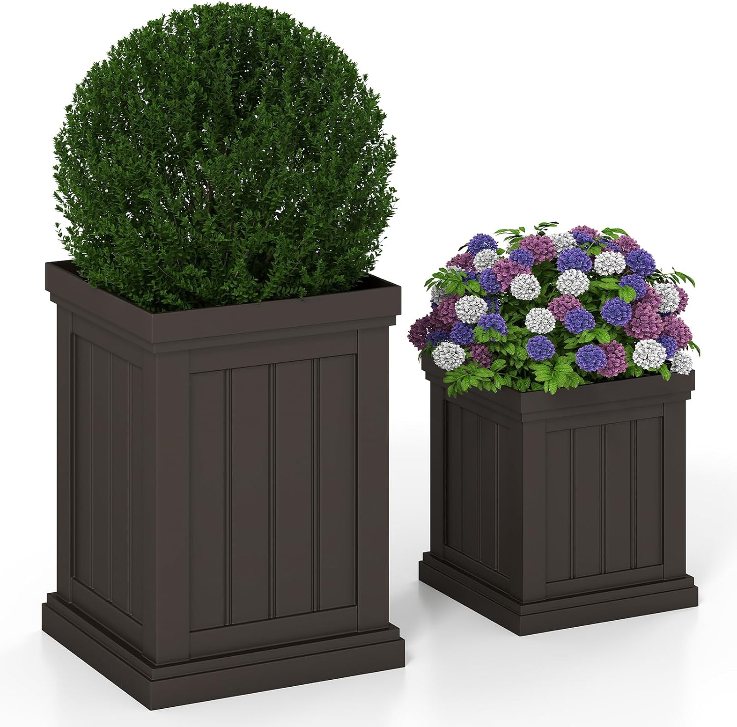 2 Vasi per Quadrati in Plastica 31,5/48 cm, Vasi per Fiori da Interno ed Esterno, con Fori di Drenaggio e Design Nesting, Vasi per Piante da Veranda, Giardino e Patio