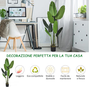 Pianta Finta da Interno da 160 cm, Palma Tropicale Artificiale in Vaso con Tronco Resistente e Foglie Realistiche, Pianta Artificiale da Interno ed Esterno
