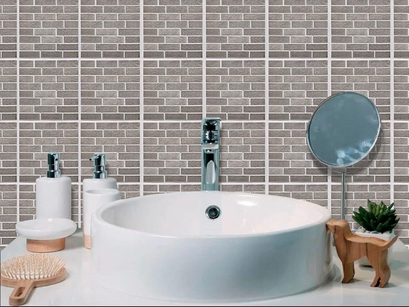 Piastrelle Pvc Adesive 3D Disegno Mattonella Pietra Bagno Cucina Pannello Autoadesivo 5 pezzi Dis.C