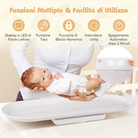 Bilancia Intelligente per Bambini, Bilancia Multifunzione con Vassoio Rimovibile, Bilancia con Bluetooth, 5 Unità e Schermo LED, Funzione Hold e Tara, LED, per Neonati Bambini