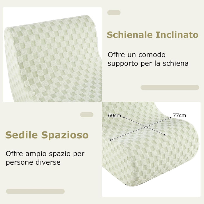 Sedia a Sacco con Pouf, Divano in Spugna ad Alta Elasticità, Fondo Antiscivolo e Copertura in Velluto Lavabile, Comoda Poltrona Pigra per Soggiorno Camera da Letto Sala Lettura (Verde)