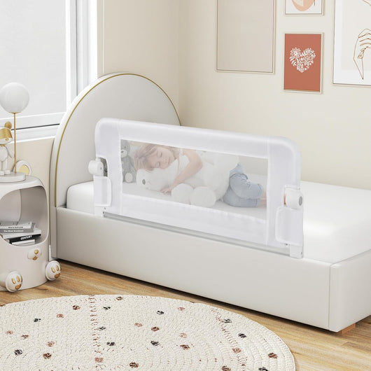 Sponda Letto per Bambini 105/120/150 cm, Barriera di Sicurezza per Neonati, Barriera Letto Pieghevole e Portatile, con Cinghia di Sicurezza (Bianco, 105 x 38 x 43 cm)