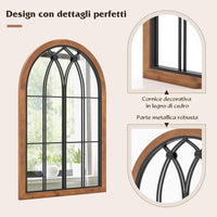 Specchio da Parete 60 x 90 CM, Specchio Finestra con Cornice in Legno di Abete, Specchio Decorativo con per Soggiorno Camera da Letto Ingresso Bagno