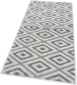 Tappeto Casa Cucina Rombi 3D 50X40 Cm Bordato Moderno Assorbente Antiscivolo Grigio