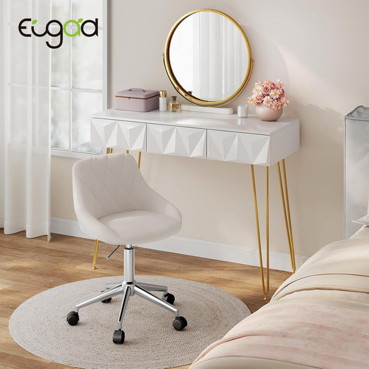 Sedia da Scrivania Moderna, Sgabello Regolabile Senza Braccioli, per Camera da Letto Studio Soggiorno, Velluto