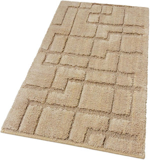 Tappeto Bagno Puro Cotone Morbido 3D Camera Sendiletto Elegante Lavabile Beige 55x90 cm