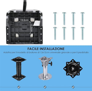 Set di 2 Sedie da Barca, Sedie per Barca Con Schienale Basso, Sedia da Barca Pieghevole, con Schiuma Spessa, Cinghia di Fissaggio, 50 x 42 x 52 cm (Grigio+Nero)