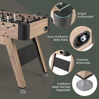 Mini Calcio Balilla, Tavolo Calcio Balilla con 2 Palle e 26 Giocatori, 2 Segnatori, Gioco Calcistico con Livelli Regolabili per Sala Giochi Feste, 137x68x84,5 cm