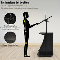 Carrello Porta Computer, Altezza Regolabile, Postazione da Lavoro con Ruote, carretto Porta Computer e Scrivania con Superficie Girevole,Ideale per Casa e Ufficio