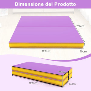 Tappetino FitnessPieghevole, Materassino per Ginnastica e Acrobatica con Rivestimento in Pelle Sintetica e Maniglie, per Esercizi a Casa per Yoga, Stretching e Pilates