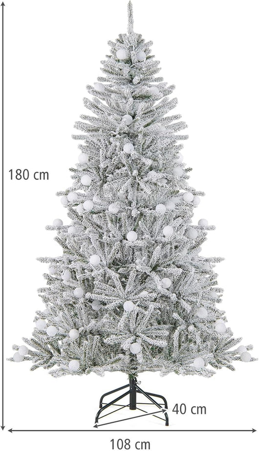 Albero di Natale Innevato 180/210 cm, Albero di Natale con 250/350 Luci Bianchi Caldi e 637/905 Rami (180 cm)