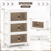 Set di Contenitori in PP, Contenitori Plastica con Coperchio, Scatola Portaoggetti Pieghevoli con Ruote, per Soggiorno, Camera da Letto, Cucina (L-Set di 3)