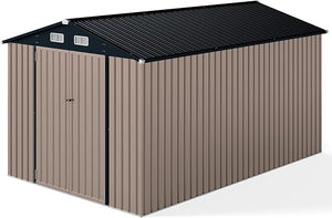 Casetta da Giardino 350 x 223 x 197 cm,con Tetto Inclinato e Porta Doppia, con 4 Finestre Traspiranti, Magazzinaggio Attrezzi