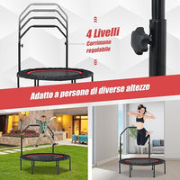 Mini Trampolino Pieghevole 101cm, Trampolino Fitness per Adulti e Bambini,con Maniglia Altezza Regolabile, Capacità di Carico 150 kg