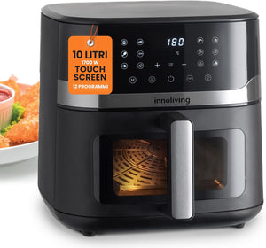 Innoliving Friggitrice ad Aria Digitale 10 Litri INN-892 con 12 Programmi Preimpostati, Touch Screen e Pannello Digitale, Finestra di Controllo e Luce Interna