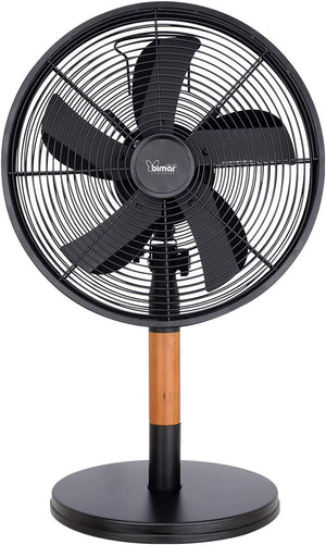 Bimar Ventilatore Tavolo VTM310 30cm Metallo Stelo Legno Design Retrò 3 Velocità Inclinazione