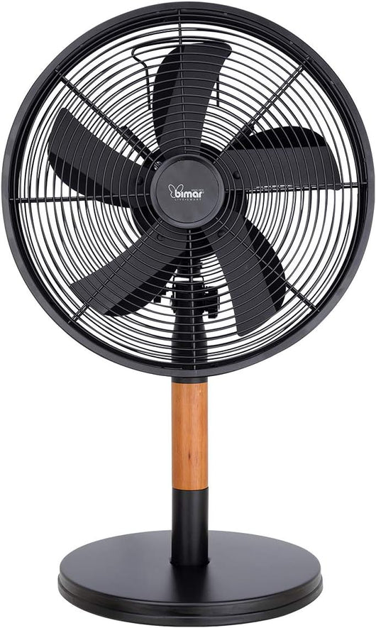Bimar Ventilatore Tavolo VTM310 30cm Metallo Stelo Legno Design Retrò 3 Velocità Inclinazione
