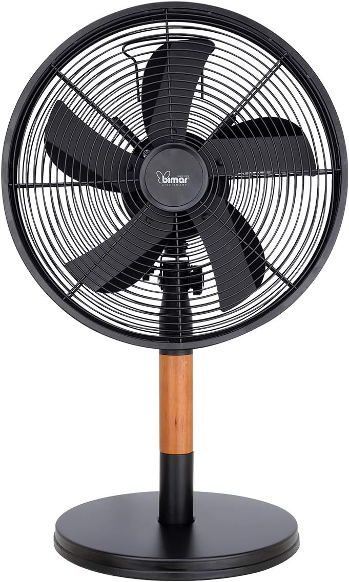 Bimar Ventilatore Tavolo VTM310 30cm Metallo Stelo Legno Design Retrò 3 Velocità Inclinazione