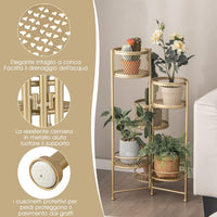 Porta Piante da Interno Pieghevole, Scaffale per Piante e Fiori in Metallo a 6 Livelli,Porta Vasi Salvaspazio da Balcone e Salotto, 41 x 39 x 82 cm (Oro)