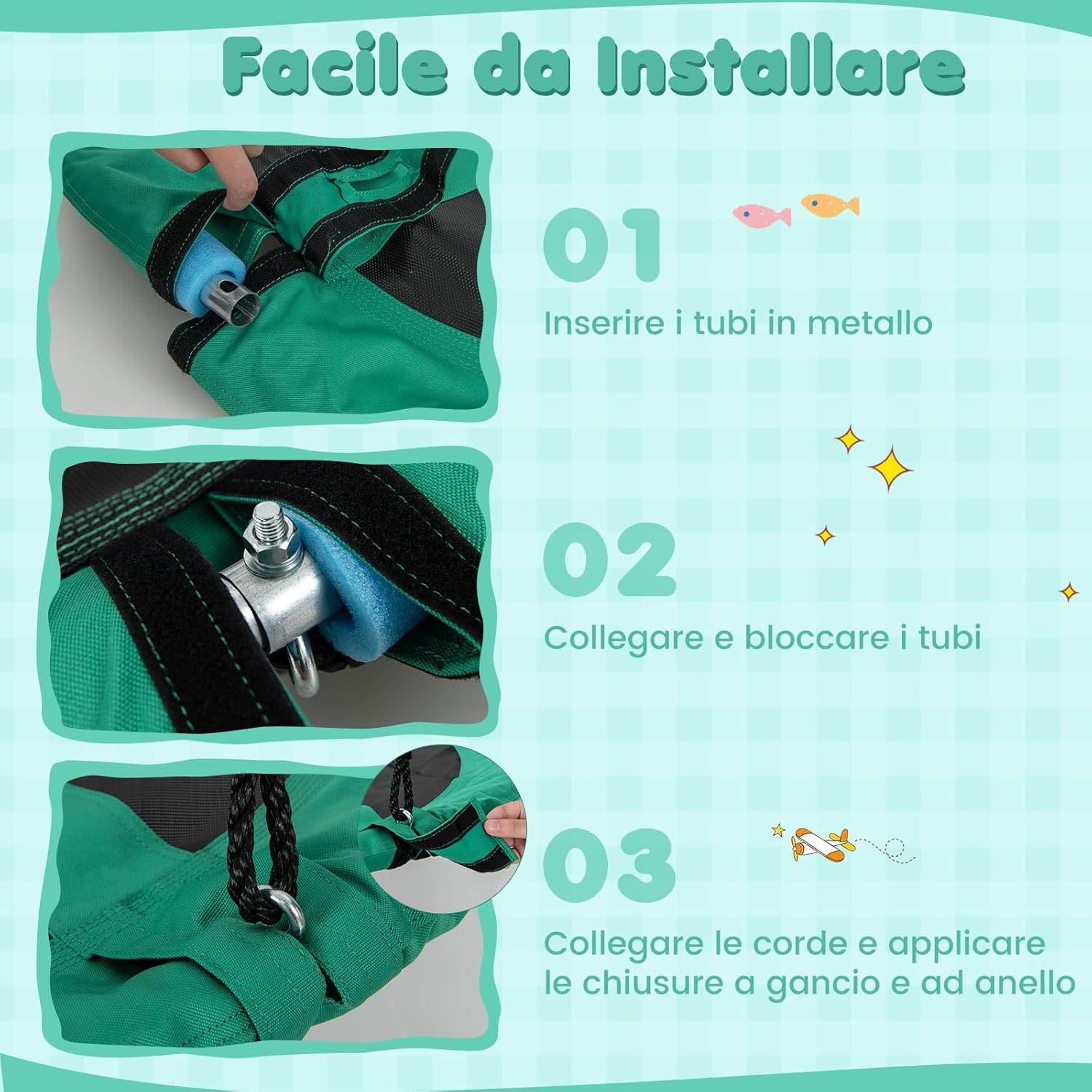 Altalena a Cerchio da 102 cm, Altalena a Nido con Corde Regolabili e Moschettoni, Tessuto Oxford Impermeabile, Altalena Rotonda da Esterno con Rotazione a 360Â° per Bambini(Verde)