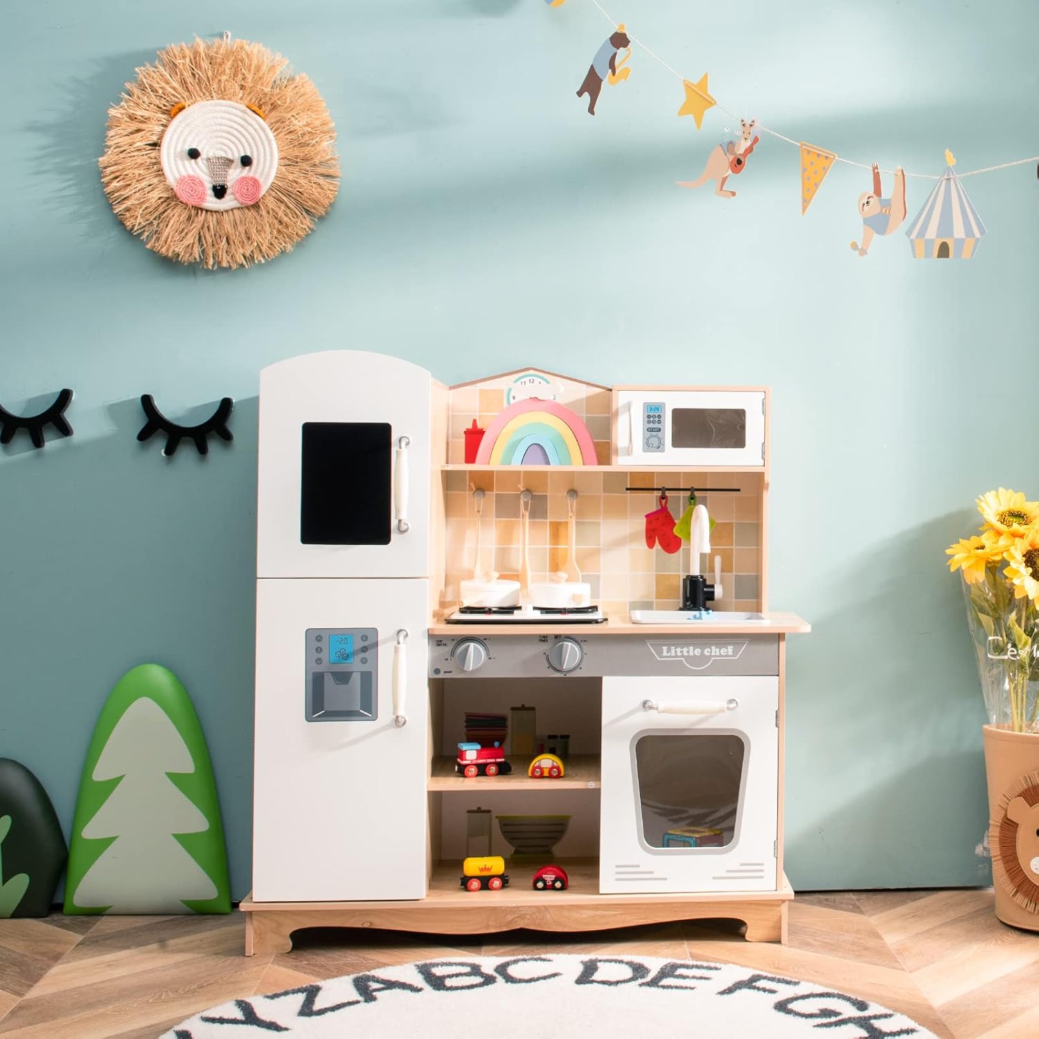 Cucina Giocattolo per Bambini, Cucina Finta Giocattolo con Suoni e Luci Realistici, Accessori Completi di Utensili da Cucina, Ideale per Bambini 3-7 Anni