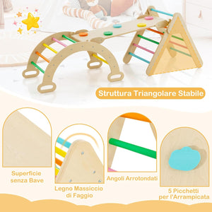 4 in 1 Set da Arrampicata per Bambini, Giocattoli da Arrampicata a Triangolo con Triangolo Arco e Salita, Ideale per Bambini 1 Anni + (Colorato)