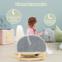 Sedia a Dondolo per Bambini con Gambe in Legno Massiccio, Poltrona a Dondolo per Bambini con Cuscinetti Antiscivolo, per Stanza dei Giochi, Camera da Letto, Scuola Materna (Grigio)
