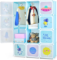 Portatile Guardaroba per Bambini, Armadio Guardaroba Modulare per Bambini con 2 Barre Appendiabiti, per Cameretta Camera da Letto, 107 x 36 x 142 cm