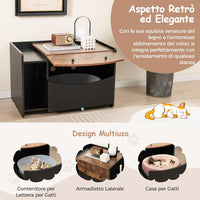 Mobile per Lettiera per Gatti con Cassetto Estraibile, Ruote Girevoli, Anta a Ribalta, Mobile Nascondi Lettiera per Gatti in Legno per Gattini e Gatti di Grandi Dimensioni